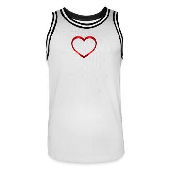 NEU – Leuchtendes rotes Herz-Design – Wunderschön! - Männer Basketball-Trikot - Weiß/Schwarz - Vorne - AI Model Male 185 dark (185cm)