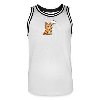 Nachdenkliche-Katze - Männer Basketball-Trikot - Weiß/Schwarz - Vorne - AI Model Male 185 dark (185cm)