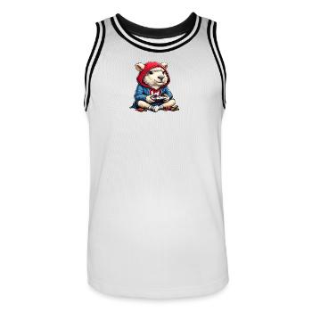 Gamer Sheep Hoodie Charm - Men's Basketball Jersey - white/black - Front - AI Model Male 185 dark (185cm)