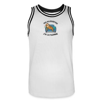 Not today, I'm lazy - Men's Basketball Jersey - white/black - Front - AI Model Male 185 dark (185cm)
