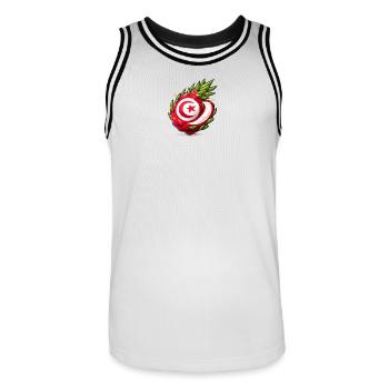 Coeur fruit motif tunisien - Maillot de basket Homme - blanc/noir - Devant - AI Model Male 185 dark (185cm)