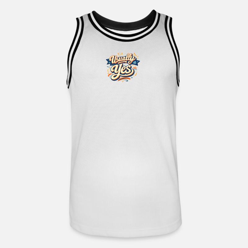 Usually Yes Retro Script - Männer Basketball-Trikot - Weiß/Schwarz