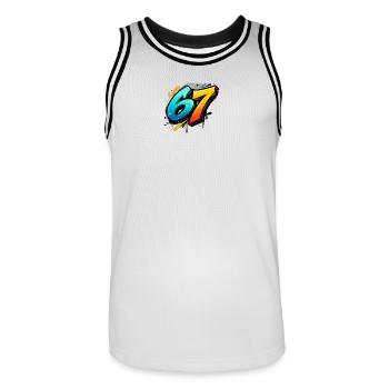 Graffiti 67 Color Explosion - Men's Basketball Jersey - white/black - Front - AI Model Male 185 dark (185cm)