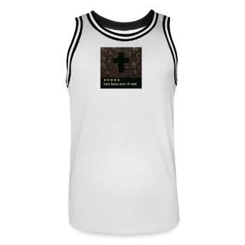 Cross in Dark Void - Men's Basketball Jersey - white/black - Front - AI Model Male 185 dark (185cm)