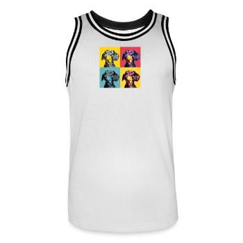 Pop Art Dachshund Quad - Men's Basketball Jersey - white/black - Front - AI Model Male 185 dark (185cm)