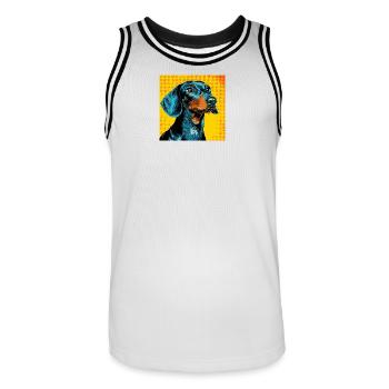 Teckel Pop Art - Maillot de basket Homme - blanc/noir - Devant - AI Model Male 185 dark (185cm)