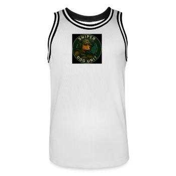 Sniper Dog Unit - Men's Basketball Jersey - white/black - Front - AI Model Male 185 dark (185cm)