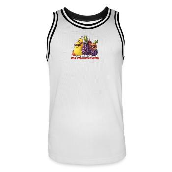 Vitamin Mafia Fruit Troop - Men's Basketball Jersey - white/black - Front - AI Model Male 185 dark (185cm)