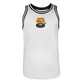 Needle Drop Vinyl-Vibe - Männer Basketball-Trikot - Weiß/Schwarz - Vorne - AI Model Male 185 dark (185cm)
