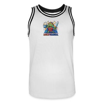 Gobelin Viking Héros amusant - Maillot de basket Homme - blanc/noir - Devant - AI Model Male 185 dark (185cm)