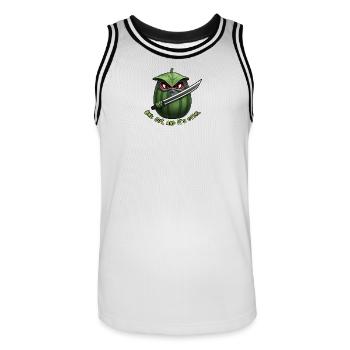 Wassermelone Ninja: Ein Schnitt Ende - Männer Basketball-Trikot - Weiß/Schwarz - Vorne - AI Model Male 185 dark (185cm)
