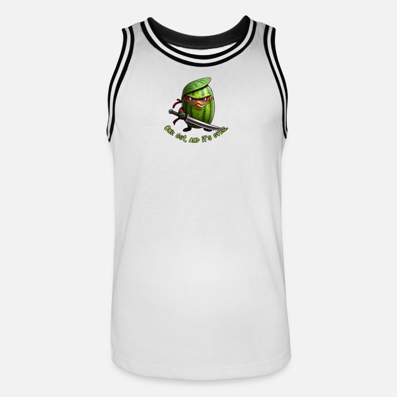 Ninja pastèque avec l’épée - Maillot de basket Homme - blanc/noir