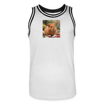 Rêve de hamster fleuri - Maillot de basket Homme - blanc/noir - Devant - AI Model Male 185 dark (185cm)