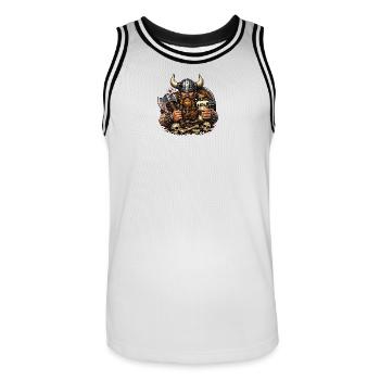 Viking fighter with beer mug - Men's Basketball Jersey - white/black - Front - AI Model Male 185 dark (185cm)