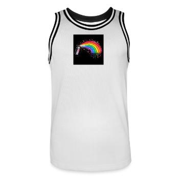 Rainbow Spray Art - Men's Basketball Jersey - white/black - Front - AI Model Male 185 dark (185cm)