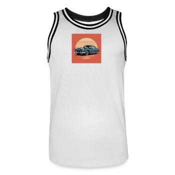 Sunset Drive Oldtimer - Männer Basketball-Trikot - Weiß/Schwarz - Vorne - AI Model Male 185 dark (185cm)