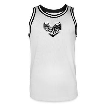 Go Board Game – Strategic Hands Illustration - Men's Basketball Jersey - white/black - Front - AI Model Male 185 dark (185cm)