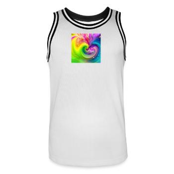 Color Swirl Neon Rainbow - Men's Basketball Jersey - white/black - Front - AI Model Male 185 dark (185cm)