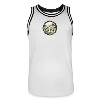 Blason vintage pour vélo de plage - Maillot de basket Homme - blanc/noir - Devant - AI Model Male 185 dark (185cm)