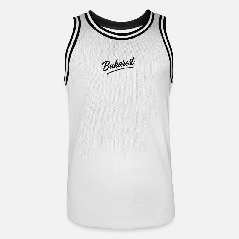 Logo vintage en écriture de Bucarest - Maillot de basket Homme - blanc/noir