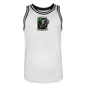 Ich sammel XP, keine Seelen! - Männer Basketball-Trikot - Weiß/Schwarz - Vorne - AI Model Male 185 dark (185cm)