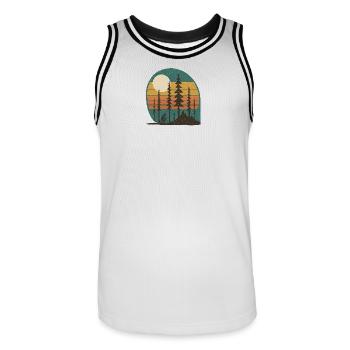 Waldsonne Radfahrer Retro-Landschaft geschenkidee  - Männer Basketball-Trikot - Weiß/Schwarz - Vorne - AI Model Male 185 dark (185cm)
