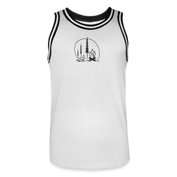 Concept cadeau pour fans d’art de la ligne de forêt de feu de camp - Maillot de basket Homme - blanc/noir - Devant - AI Model Male 185 dark (185cm)