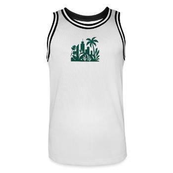 Jungle City Skyline Silhouette - Men's Basketball Jersey - white/black - Front - AI Model Male 185 dark (185cm)