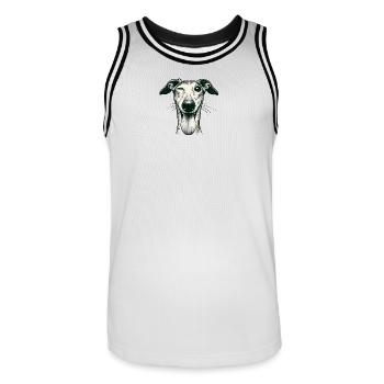 ;oP - Männer Basketball-Trikot - Weiß/Schwarz - Vorne - AI Model Male 185 dark (185cm)