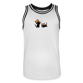 Deux mignons chatons qui jouent. Unique. - Maillot de basket Homme - blanc/noir - Devant - AI Model Male 185 dark (185cm)