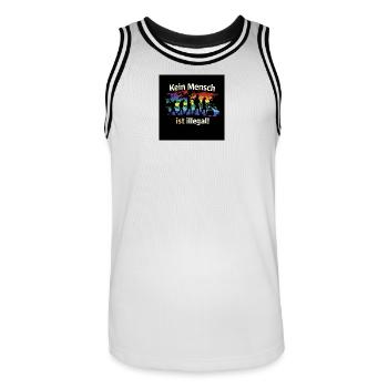 Personne n’est illégal - Maillot de basket Homme - blanc/noir - Devant - AI Model Male 185 dark (185cm)