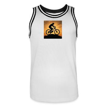 Sonnenuntergang Mountainbike Silhouette - Männer Basketball-Trikot - Weiß/Schwarz - Vorne - AI Model Male 185 dark (185cm)