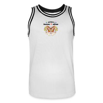 Immer – gute – Vibes - Männer Basketball-Trikot - Weiß/Schwarz - Vorne - AI Model Male 185 dark (185cm)