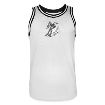 Patineurs de vitesse en pleine dynamique - Maillot de basket Homme - blanc/noir - Devant - AI Model Male 185 dark (185cm)