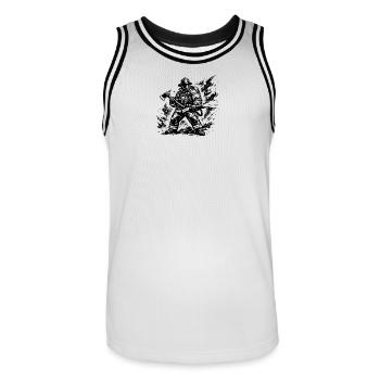 Heroischer Feuerwehrmann Comic Stil Schwarz Weiß - Männer Basketball-Trikot - Weiß/Schwarz - Vorne - AI Model Male 185 dark (185cm)