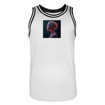 femme_art_fantastique - Männer Basketball-Trikot - Weiß/Schwarz - Vorne - AI Model Male 185 dark (185cm)