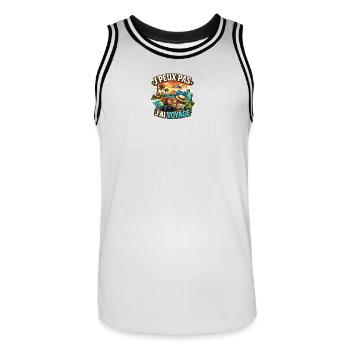 J’Peux Pas, J’Ai Voyage – Travel Lover Design - Maillot de basket Homme - blanc/noir - Devant - AI Model Male 185 dark (185cm)