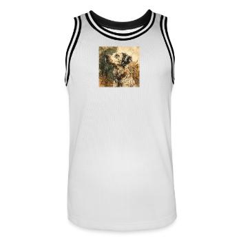 Dalmatian portrait in vintage oil look - Men's Basketball Jersey - white/black - Front - AI Model Male 185 dark (185cm)