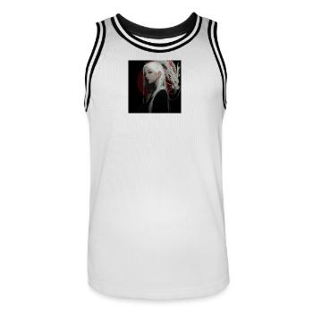 Moon Dragon Noir : Dragon aux Cheveux Blancs - Maillot de basket Homme - blanc/noir - Devant - AI Model Male 185 dark (185cm)