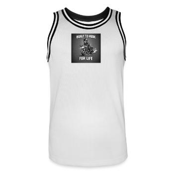 Conçu pour rouler à vie - Maillot de basket Homme - blanc/noir - Devant - AI Model Male 185 dark (185cm)