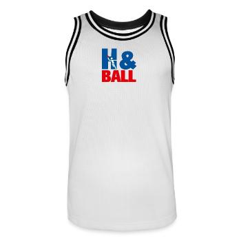 Graphismes sportifs de handball H&Ball - Maillot de basket Homme - blanc/noir - Devant - AI Model Male 185 dark (185cm)