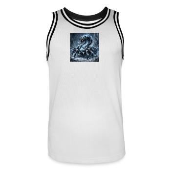 Kristalldrache im Eissturm - Männer Basketball-Trikot - Weiß/Schwarz - Vorne - AI Model Male 185 dark (185cm)