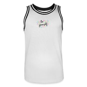 Bunter Blumenkranz - Männer Basketball-Trikot - Weiß/Schwarz - Vorne - AI Model Male 185 dark (185cm)