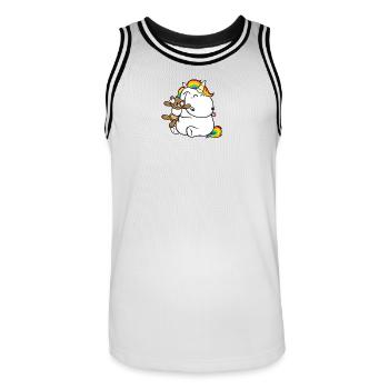 Cuddly Friend Unicorn Rainbow, unicorn - Men's Basketball Jersey - white/black - Front - AI Model Male 185 dark (185cm)