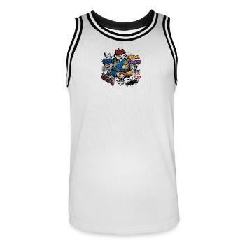 Weltfrieden Graffiti: Hände verbinden - Männer Basketball-Trikot - Weiß/Schwarz - Vorne - AI Model Male 185 dark (185cm)