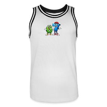 67 sixseven - Men's Basketball Jersey - white/black - Front - AI Model Male 185 dark (185cm)