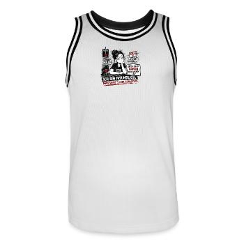 Kassa Offen Nerven Geschlossen - Männer Basketball-Trikot - Weiß/Schwarz - Vorne - AI Model Male 185 dark (185cm)