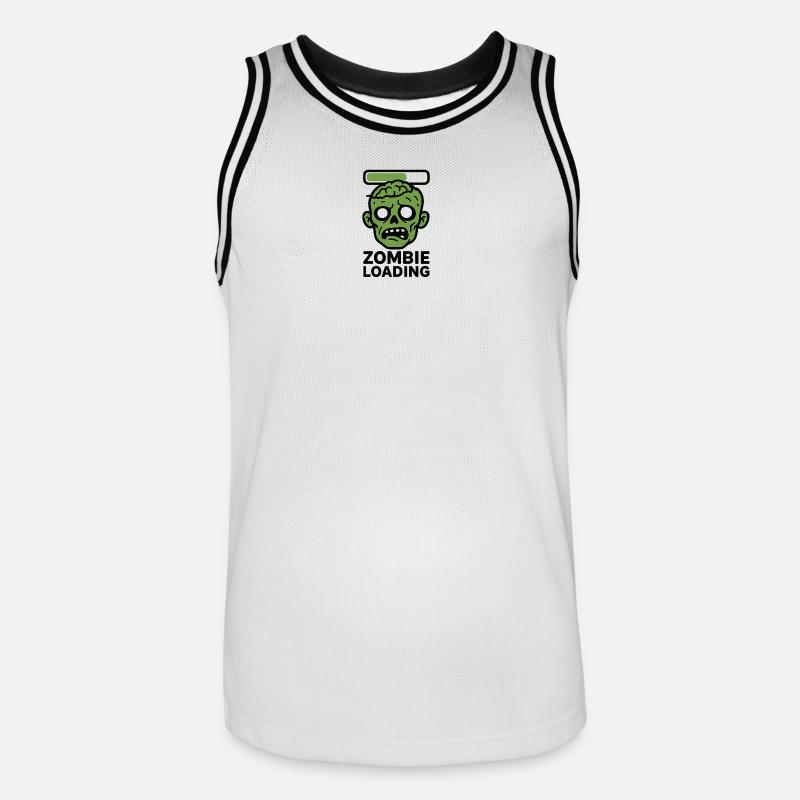 Zombie Loading Skull Graphic - Men's Basketball Jersey - white/black