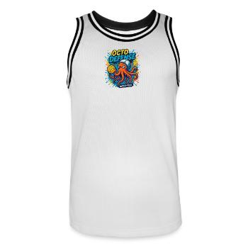 OctoDefense Water Polo - Men's Basketball Jersey - white/black - Front - AI Model Male 185 dark (185cm)