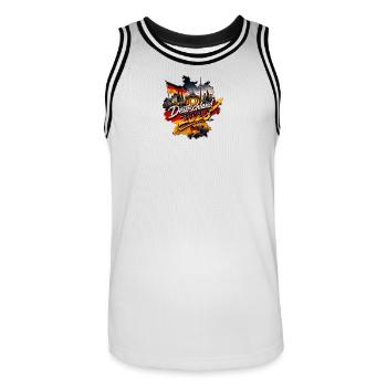 Deutschland_2026 - Männer Basketball-Trikot - Weiß/Schwarz - Vorne - AI Model Male 185 dark (185cm)